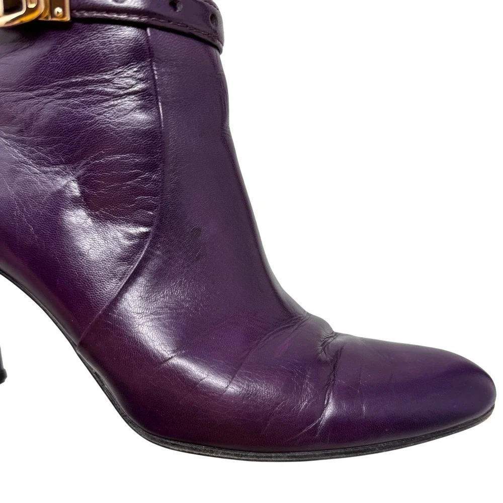 Gucci Knee High Boots Purple Leather Equestrian Early 2000s IT 37.5 / US 7.5B - Picture 14 of 14